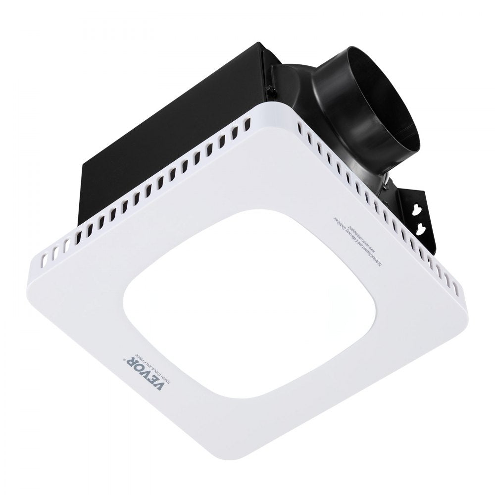 VEVOR Bathroom Exhaust Fan with LED Light, 80-110-130 CFM Bathroom Vent Three Gear Color Temp, 1.5 Sones Low-Noise, Premium AC Motor Ceiling Fan for Laundry Room, Storage Room, Home Ventilation, White