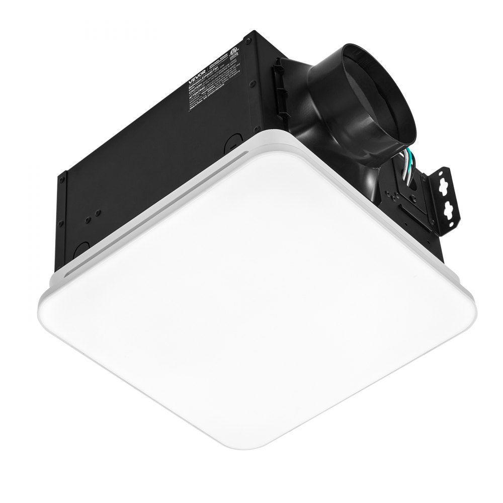 VEVOR Bathroom Exhaust Fan with LED Light, 80 CFM 4000K Bathroom Vent, 1.5 Sones Low-Noise, Premium Motor Ceiling Fan for Laundry Room, Storage Room, Home Ventilation, White