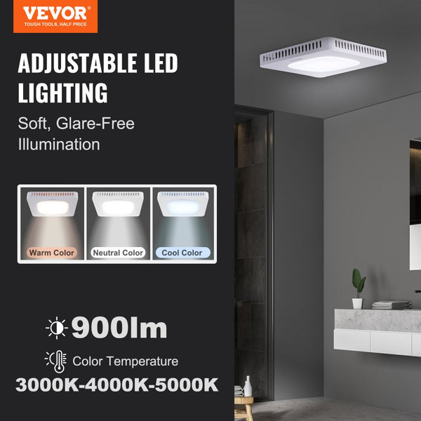 Vevor Bathroom Exhaust Fan 80 CFM LED Ceiling Ventilation Fan New ...