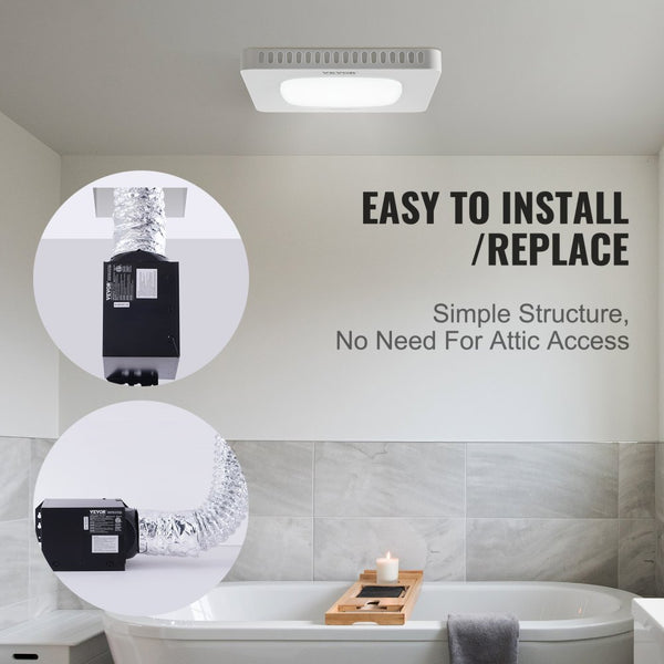 Vevor Bathroom Exhaust Fan 80 CFM LED Ceiling Ventilation Fan New ...