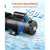 VEVOR Above Ground Pool Pump, 2HP/0.44HP, Dual Speed Swimming Pool Pump, High 118 GPM 56 ft Lift, Low 57 GPM 14 ft Lift, 110V 3450 RPM with Strainer Basket, 122°F Max Water Temp, for Hot Tubs Spas