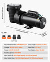 VEVOR Above Ground Pool Pump, 2HP/0.44HP, Dual Speed Swimming Pool Pump, High 118 GPM 56 ft Lift, Low 57 GPM 14 ft Lift, 110V 3450 RPM with Strainer Basket, 122°F Max Water Temp, for Hot Tubs Spas