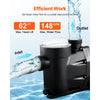 VEVOR Above Ground Pool Pump, 2.5 HP, 148 GPM Max Flow Single Speed Swimming Pool Pump, 220V 3450 RPM 62 ft Max Head Lift with PP Shell Strainer Basket, 122°F Max Water Temperature, for Hot Tubs Spas
