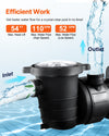 VEVOR Above Ground Pool Pump, 1.5HP/0.35HP, Dual Speed Swimming Pool Pump, High 110 GPM 54 ft Lift, Low 52 GPM 14 ft Lift, 110V 3450 RPM with Strainer Basket, 122°F Max Water Temp, for Hot Tubs Spas