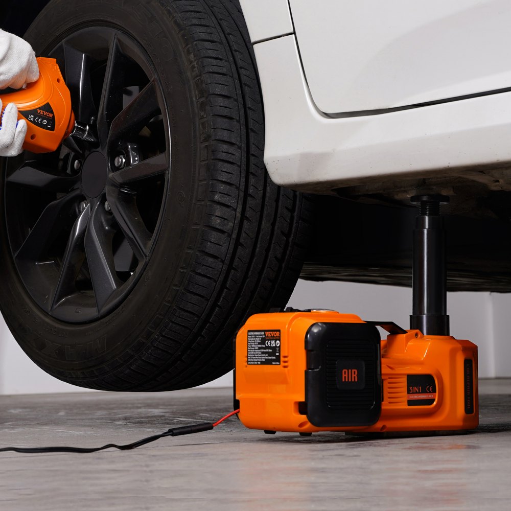 VEVOR Electric Car Jack, 5 Ton/11023 LBS Hydraulic Jack with Electric Impact Wrench, Portable Car Lift with Built-in Inflatable Pump, and LED Light for SUV MPV Sedan Truck Change Tires Garage Repair
