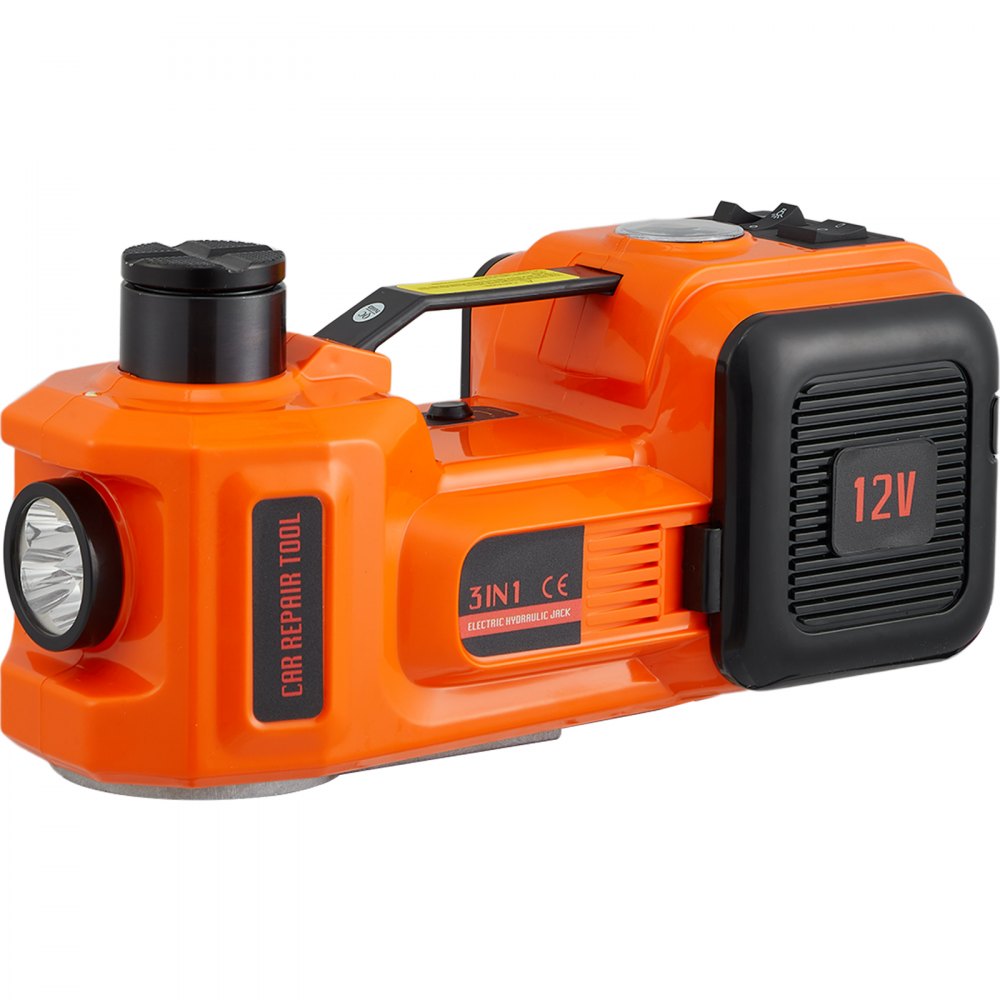 VEVOR Electric Car Jack, 5 Ton/11023 LBS Hydraulic Jack with Electric Impact Wrench, Portable Car Lift with Built-in Inflatable Pump, and LED Light for SUV MPV Sedan Truck Change Tires Garage Repair