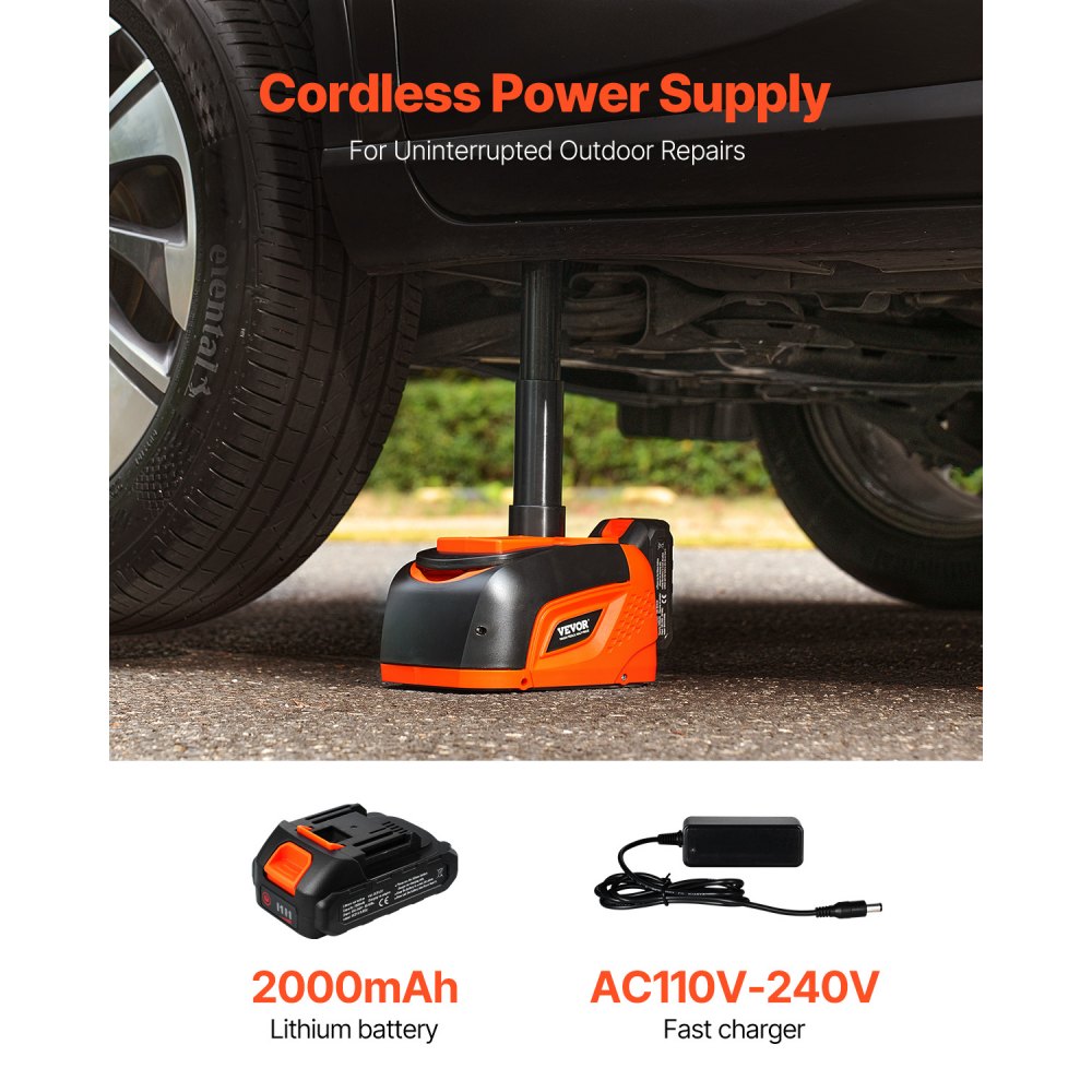 VEVOR Electric Car Jack, 5 Tons /11000 lbs, Adjustable Electric Scissor Jack with High Load Capacity, Tire Change Replacement with LED Light & Remote Control, Portable Jack kit for Sedan, SUV, Truck
