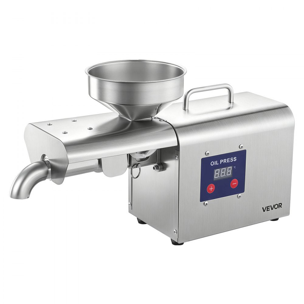 VEVOR Oil Press Machine, 8.27 LBS/H Capacity, 750W Oil Extractor Machine, Automatic Electric Oil Maker for Home Commercial Use, 122℉–572℉ Hot Pressing for Peanuts Sesames Soybeans Almonds