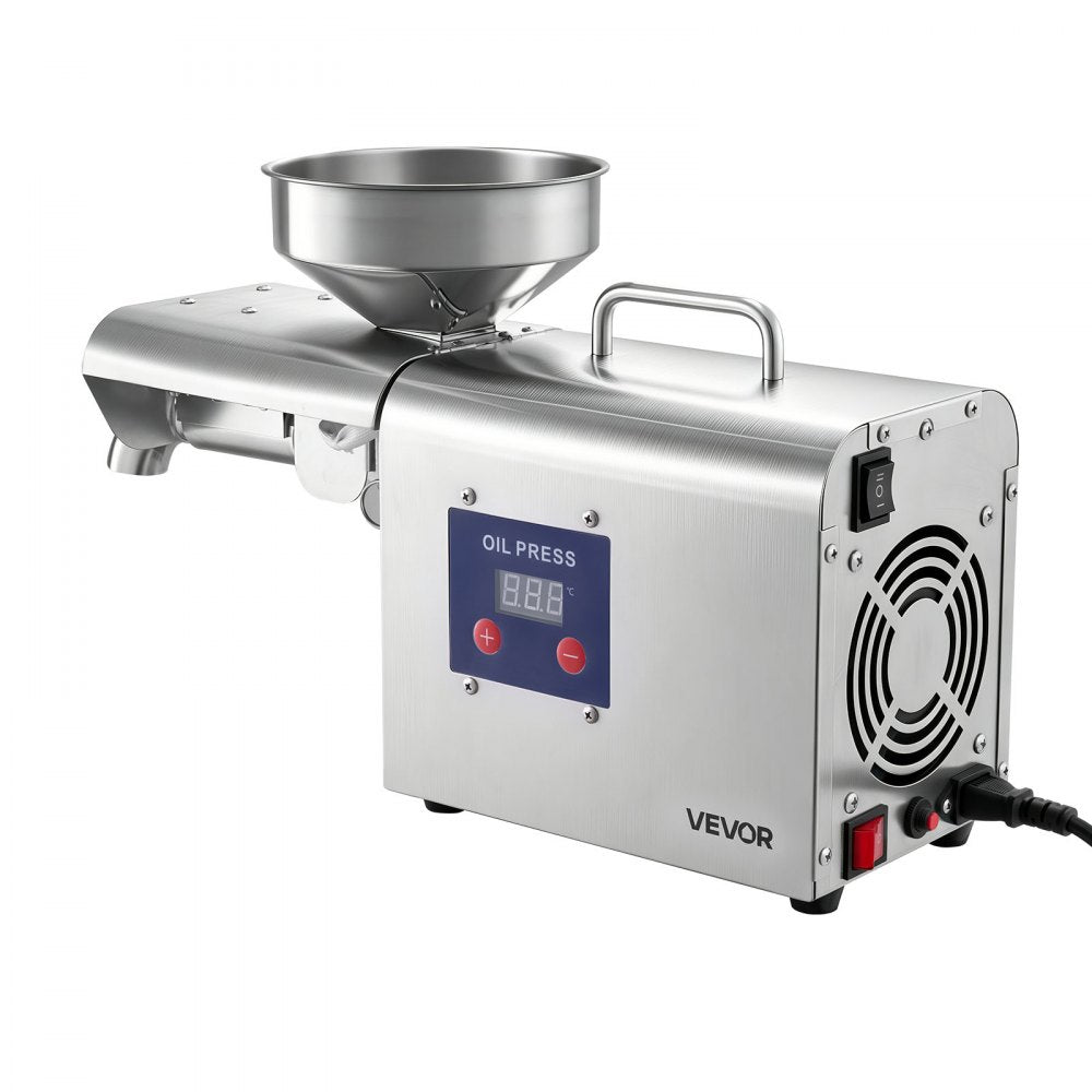 VEVOR Oil Press Machine, 8.27 LBS/H Capacity, 750W Oil Extractor Machine, Automatic Electric Oil Maker for Home Commercial Use, 122℉–572℉ Hot Pressing for Peanuts Sesames Soybeans Almonds