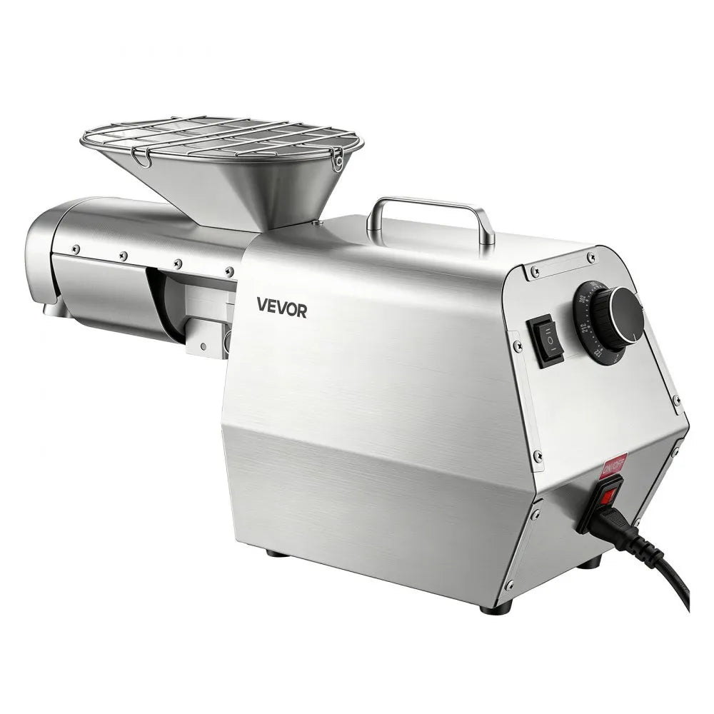 VEVOR Oil Press Machine, 11 LBS/H Capacity, 1250W Oil Extractor Machine, Automatic Electric Oil Maker for Home Commercial Use, 122℉–572℉ Hot & Cold Pressing for Peanuts Sesames Soybeans Almonds
