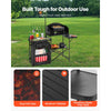 VEVOR Camping Kitchen Table, Outdoor Camp Cooking Table, Aluminum Portable Cook Station with Storage Cupboard, Carrying Bag, Detachable Windscreen, Quick Set-up for BBQ Party Picnic RV Travel, Black