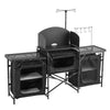 VEVOR Camping Kitchen Table, Outdoor Camp Cooking Table, Aluminum Portable Cook Station with 3 Storage Cupboard, Carrying Bag, Detachable Windscreen, Quick Set-up for BBQ Party Picnic RV Travel, Black