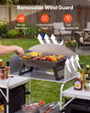VEVOR Folding Camping Table, Outdoor Portable Aluminum Lightweight Table, Quick Set-up Kitchen Cook Station, with Storage Organizer, Detachable Windscreen, Carrying Bag, Ideal for Picnic BBQ Traveling
