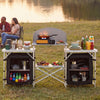 VEVOR Folding Camping Table, Outdoor Portable Aluminum Lightweight Table, Quick Set-up Kitchen Cook Station, with Storage Organizer, Detachable Windscreen, Carrying Bag, Ideal for Picnic BBQ Traveling