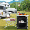 VEVOR Camping Kitchen Table, Folding Outdoor Cooking Table with Storage Carrying Bag, Aluminum Cook Station 1 Cupboard & Detachable Windscreen, Quick Set-up for Picnics, BBQ, RV Traveling, Black