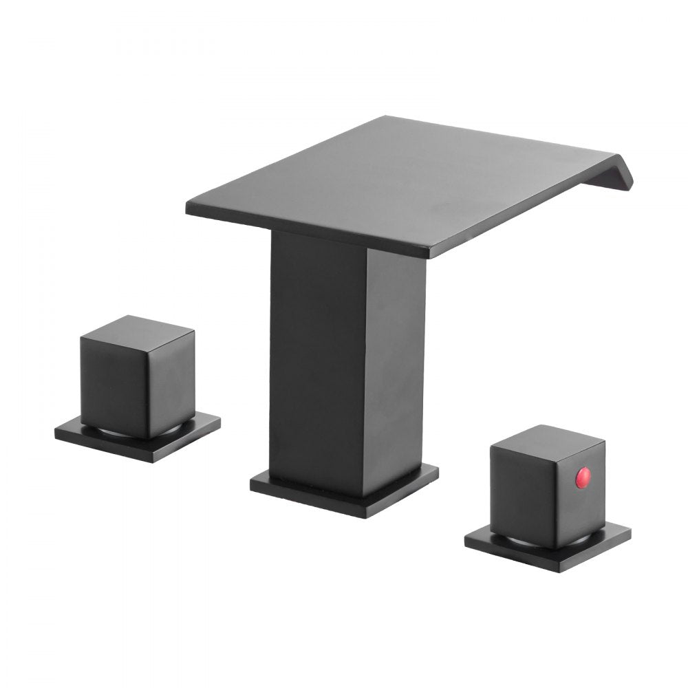 VEVOR Roman Tub Faucet, 3 Hole Waterfall Bathtub Faucet, Roman Bathtub Faucets Set with 2 Handles, Deck Mount Bath Tub Faucets Set for Pet Washing, Baby Care, Adult Bathing, Matte Black, Drip-Free