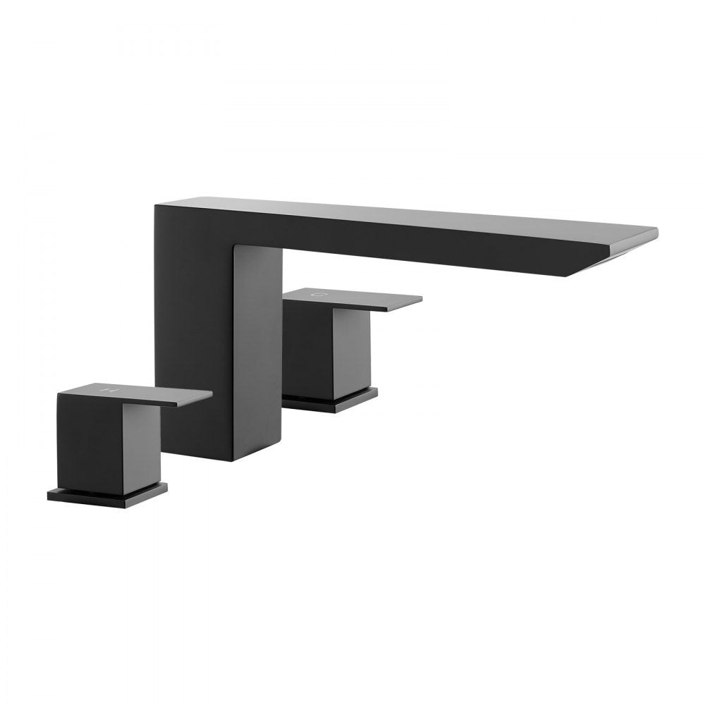 VEVOR Roman Tub Faucet, Bath Tubs Faucets Set with 2 Handles, Roman Tub Faucets Deck Mount for Pet Washing, Baby Care, Adult Bathing, Matte Black, Stainless Steel, 3 Hole Waterfall Bathtub Faucet