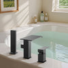 VEVOR Roman Tub Faucet, 3 Hole Waterfall Bathtub Faucet, Roman Bathtub Faucets Set with Shower Head & 1 Handle, Deck Mount Bath Tub Faucets Set for Pet Washing, Baby Care, Adult Bathing, Matte Black