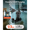 VEVOR Submersible Sewage Pump, 1/3 HP, 3000 GPH Cast Iron Sewage/Effluent Pump with Automatic Float Switch, 1.5-Inch NPT Discharge, 120V, 25 ft Lift, for Basement, Septic Tank, Residential Sump Basin