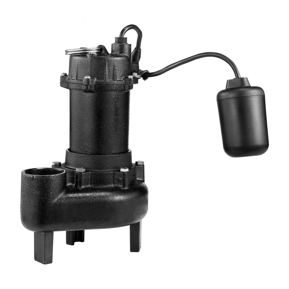 VEVOR Submersible Sewage Pump, 1/2 HP, 6000 GPH Cast Iron Sewage/Effluent Pump with Automatic Tethered Float Switch, 2-Inch NPT Discharge, 120V, 25 ft Max Lift, for Basement, Septic Tank, Residential