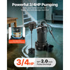 VEVOR Submersible Sewage Pump, 3/4 HP, 6000 GPH Cast Iron Sewage/Effluent Pump with Automatic Tethered Float Switch, 2-Inch NPT Discharge, 120V, 23 ft Max Lift, for Basement, Septic Tank, Residential