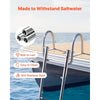 VEVOR Boat Ladder, 4 Steps, Stainless Steel Telescoping Folding Swim Deck Ladder for Rear Entry Inboard, 600 lbs Capacity with Wide Anti-Slip Steps & Handrails, for Outboards, Yacht, Pontoon Boats