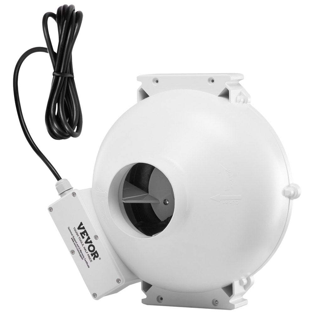 VEVOR 4 to 4.5 inch Radon Mitigation Fan System, Quiet 260 CFM Radon Mitigation Kit with 2 Couplers, Waterproof Radon Fan Electric Inline Duct Fan Exhaust Fan for Indoor Outdoor Ventilation
