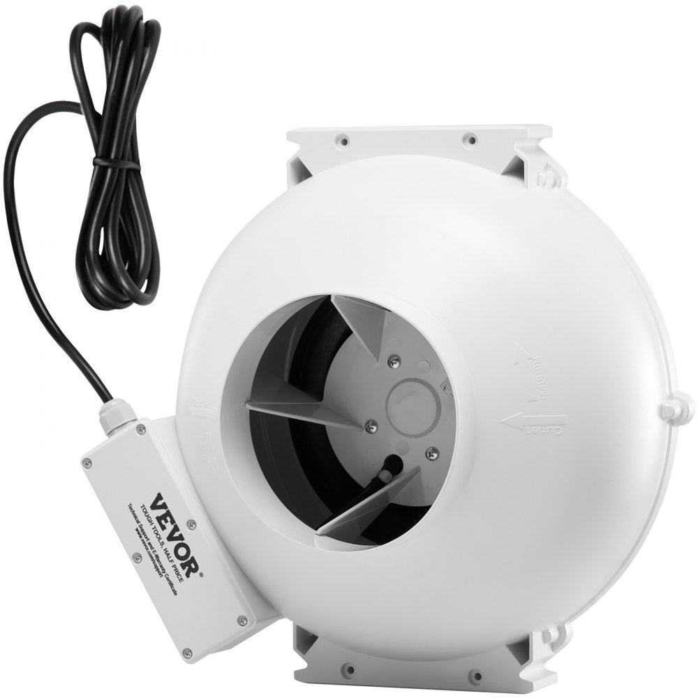 VEVOR 6 to 4.5 inch Radon Fan Installation Kit, Quiet 380CFM Radon Mitigation Fan System Kit with 2 Couplers, Pressure Indicator, Waterproof Inline Duct Fan Exhaust Fan for Indoor Outdoor Ventilation
