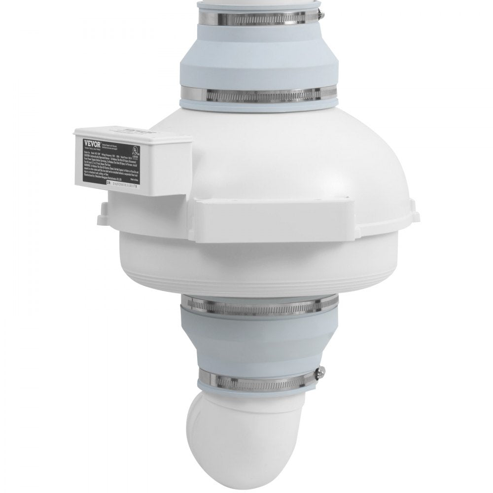 VEVOR 6 to 4.5 inch Radon Fan Installation Kit, Quiet 380CFM Radon Mitigation Fan System Kit with 2 Couplers, Pressure Indicator, Waterproof Inline Duct Fan Exhaust Fan for Indoor Outdoor Ventilation