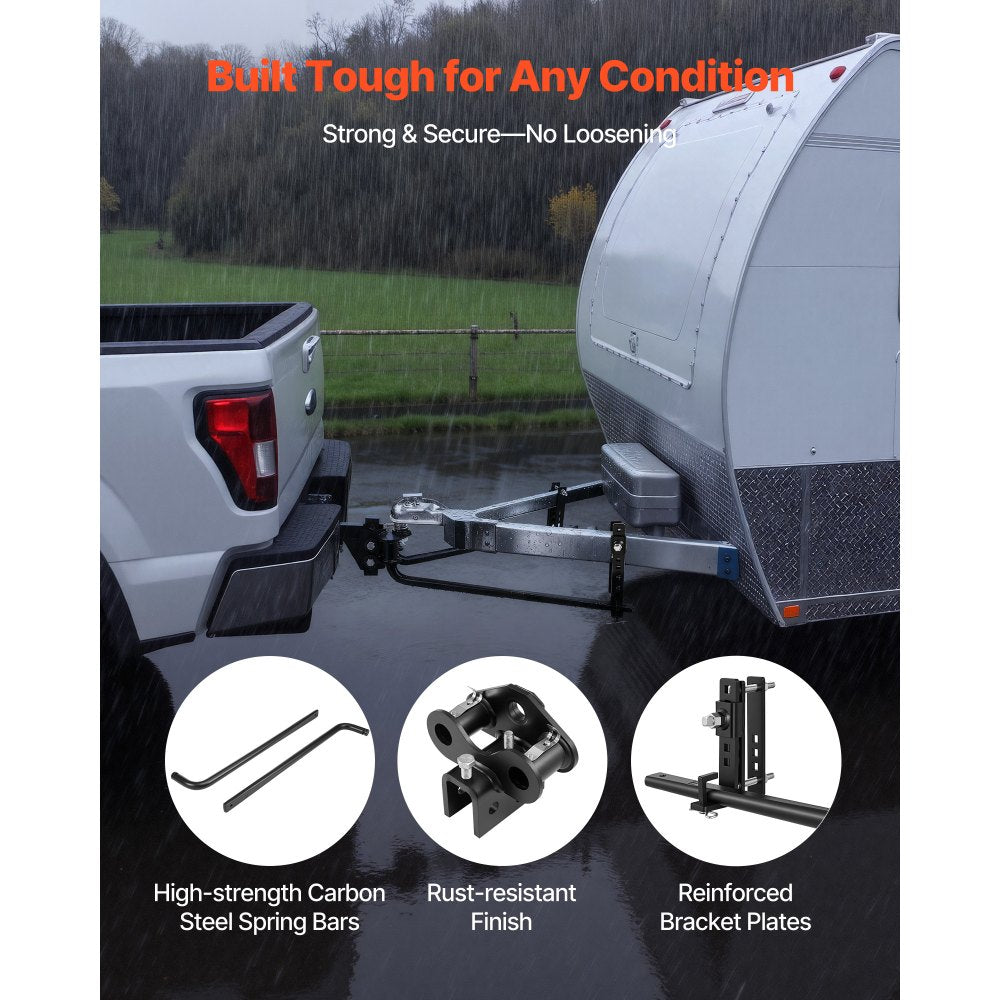 VEVOR Weight Distribution Hitch, 10000 lbs Max. Towing with Sway Control, Weight Distributing Hitches Kit for Trailers & RVs, 1000 lbs Max. Tongue, 2 in Shank, 2-5/16 in Ball, Load Leveling Hitch