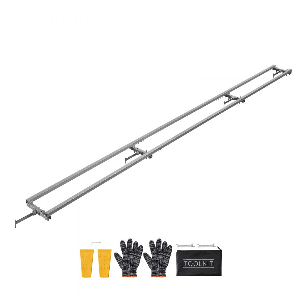 VEVOR Rail Mill Guide System, 12 ft 4 Crossbar Chainsaw Mill Kits, Aluminum Saw Milling Rails System Works with Chainsaw, 2 Wedges, Adjustable Rail Milling Guide Kit for Builders Woodworkers