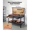 VEVOR Hardwood Workbench, 242.5 lbs Weight Capacity, 47.2-inch Heavy Duty Workbench with Pegboard, 4 AC Outlets & 2 USB Ports, 4.9 ft Cable & 30 Hooks, Garage Work Bench with Drawer for Workshop