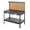 VEVOR Hardwood Workbench, 242.5 lbs Weight Capacity, 47.2-inch Heavy Duty Workbench with Pegboard, 4 AC Outlets & 2 USB Ports, 4.9 ft Cable & 30 Hooks, Garage Work Bench with Drawer for Workshop
