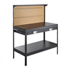 VEVOR Hardwood Workbench, 242.5 lbs Weight Capacity, 47.2-inch Heavy Duty Workbench with Pegboard, 4 AC Outlets & 2 USB Ports, 4.9 ft Cable & 30 Hooks, Garage Work Bench with Drawer for Workshop