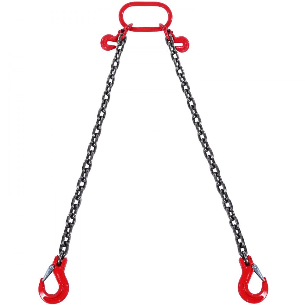 VEVOR Chain Sling, 5/16 inch x 6 ft Lifting Chains with Hooks, G80 Engine Chain Hoist Lifts, 6600 lbs/3 Ton Lifting Sling Chains for Engine Hoist, Engine Lift Chain with 2 Leg Grab Hooks and Adjusters