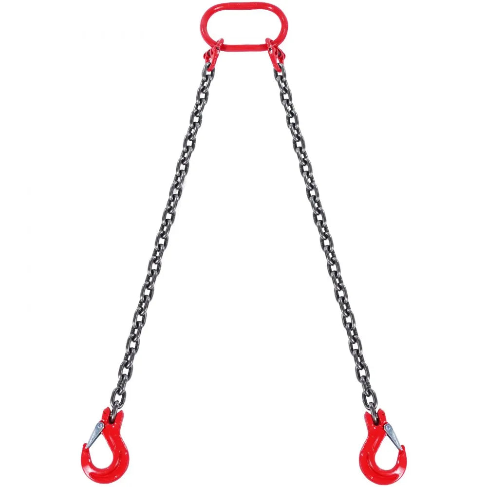 VEVOR Chain Sling, 5/16 inch x 5 ft Lifting Chains with Hooks, G80 Engine Chain Hoist Lifts, 6600 lbs/3 Ton Capacity Lifting Sling Chains for Engine Hoist, Engine Lift Chain with 2 Leg Grab Hooks