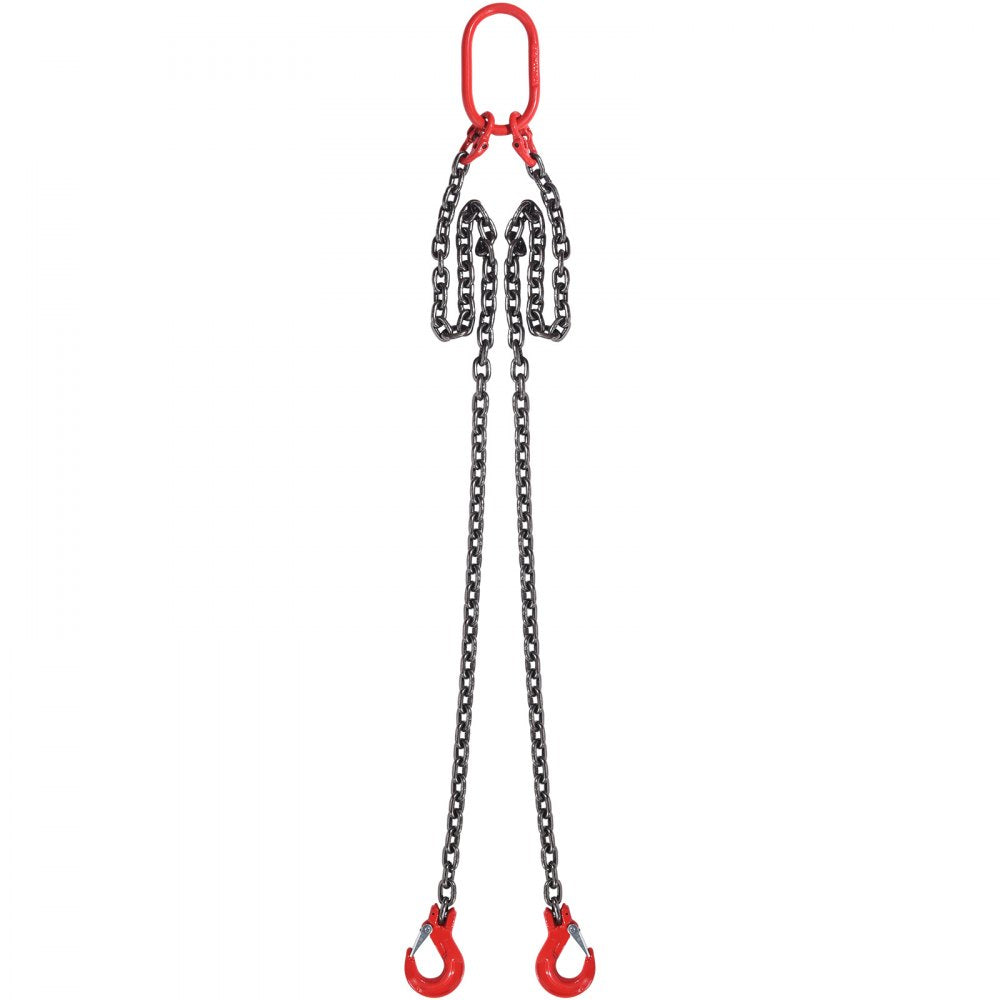 VEVOR Chain Sling, 5/16 inch x 5 ft Lifting Chains with Hooks, G80 Engine Chain Hoist Lifts, 6600 lbs/3 Ton Capacity Lifting Sling Chains for Engine Hoist, Engine Lift Chain with 2 Leg Grab Hooks