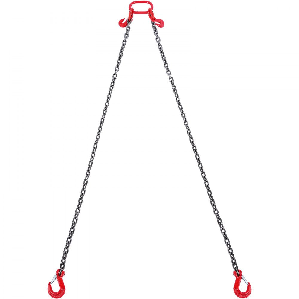 VEVOR Chain Sling, 3/8 inch x 6 ft Lifting Chains with Hooks, G80 Engine Chain Hoist Lifts, 11000 lbs/5 Ton Lifting Sling Chains for Engine Hoist, Engine Lift Chain with 2 Leg Grab Hooks and Adjusters