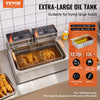 VEVOR Commercial Deep Fryer, 3000W Electric Turkey Fryer with 3 Removable Baskets, Large Capacity 18Qt / 17L Stainless Steel Countertop Single Oil Fryer, for Kitchen Restaurant Use, Silver
