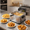 VEVOR Commercial Electric Deep Fryer, 9.51 Qt, 1700W Stainless Steel Countertop Fryer with Large & Small Baskets, Overheat Protection, Temp Control, Timer, Detachable for Home Restaurant Use, Silver