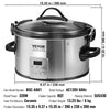 VEVOR Slow Cooker, 8QT 320W Electric Slow Cooker Pot with 3-Level Heat Settings, Digital Slow Cookers with 20 Hours Max Timer, Locking Lid, Ceramic Inner Pot for Home/Commercial Use