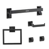 VEVOR Matte Black Bathroom Hardware Set, 5 Pieces Bathroom Accessories Set, Stainless Steel 16 inch Towel Bar, Towel Rack, 2 Robe Towel Hooks, Toilet Paper Holder for Bath Room, Wall Mounted