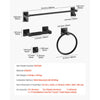VEVOR Matte Black Bathroom Hardware Set, 4 Pieces Stainless Steel Bathroom Accessories Set, 24-inch Towel Bar, Towel Ring, Robe Towel Hook, Toilet Paper Holder, for Bath Room, Wall Mounted