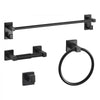 VEVOR Matte Black Bathroom Hardware Set, 4 Pieces Stainless Steel Bathroom Accessories Set, 24-inch Towel Bar, Towel Ring, Robe Towel Hook, Toilet Paper Holder, for Bath Room, Wall Mounted