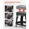 VEVOR Mechanic Stool, 300 lbs Capacity Garage Seat/Work Stool with Wheels, 360° Swivel Rolling Workshop Stool with Tool Tray and Screwdriver Rack, Heavy-Duty, for Garage, Shop & Auto Repair, Black