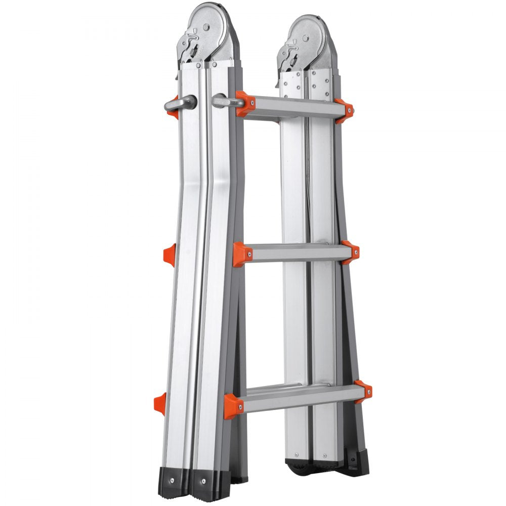 VEVOR Telescoping Ladder A Frame, 11 FT Compact Aluminum Extension Ladder, Multi-Function Portable Collapsible RV Ladder, Telescopic Ladder for Homework Stairs Indoor Outdoor Roof, 330lb Load