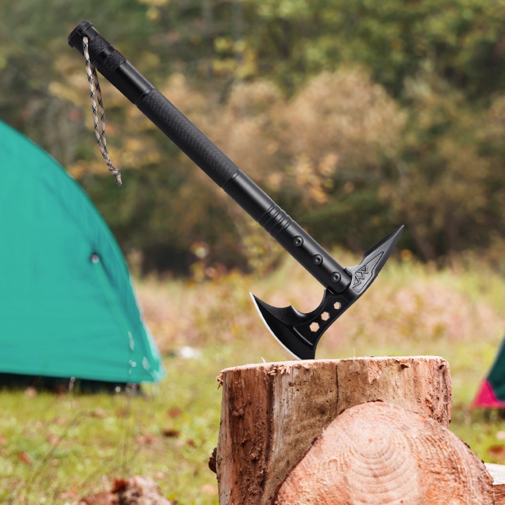 VEVOR Survival Shovel Survival Axe, 28-in-1 Camping Folding Shovels with Hatchet, Stainless Steel Tactical Shovel Hatchet Combo, Multifunctional Emergency Survival Gear Equipment for Camping Hiking