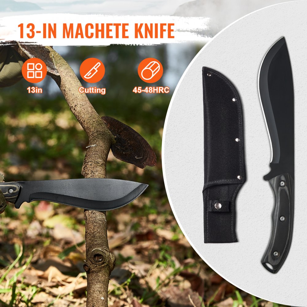 VEVOR Hunting Knife and Hatchet Axe Combo Set with Sheath, Fixed Blade Tactical Knife and Camping Axe, Stainless Steel Survival Knife and Camping Hatchet for Outdoor Survival Hunting Camping Adventure