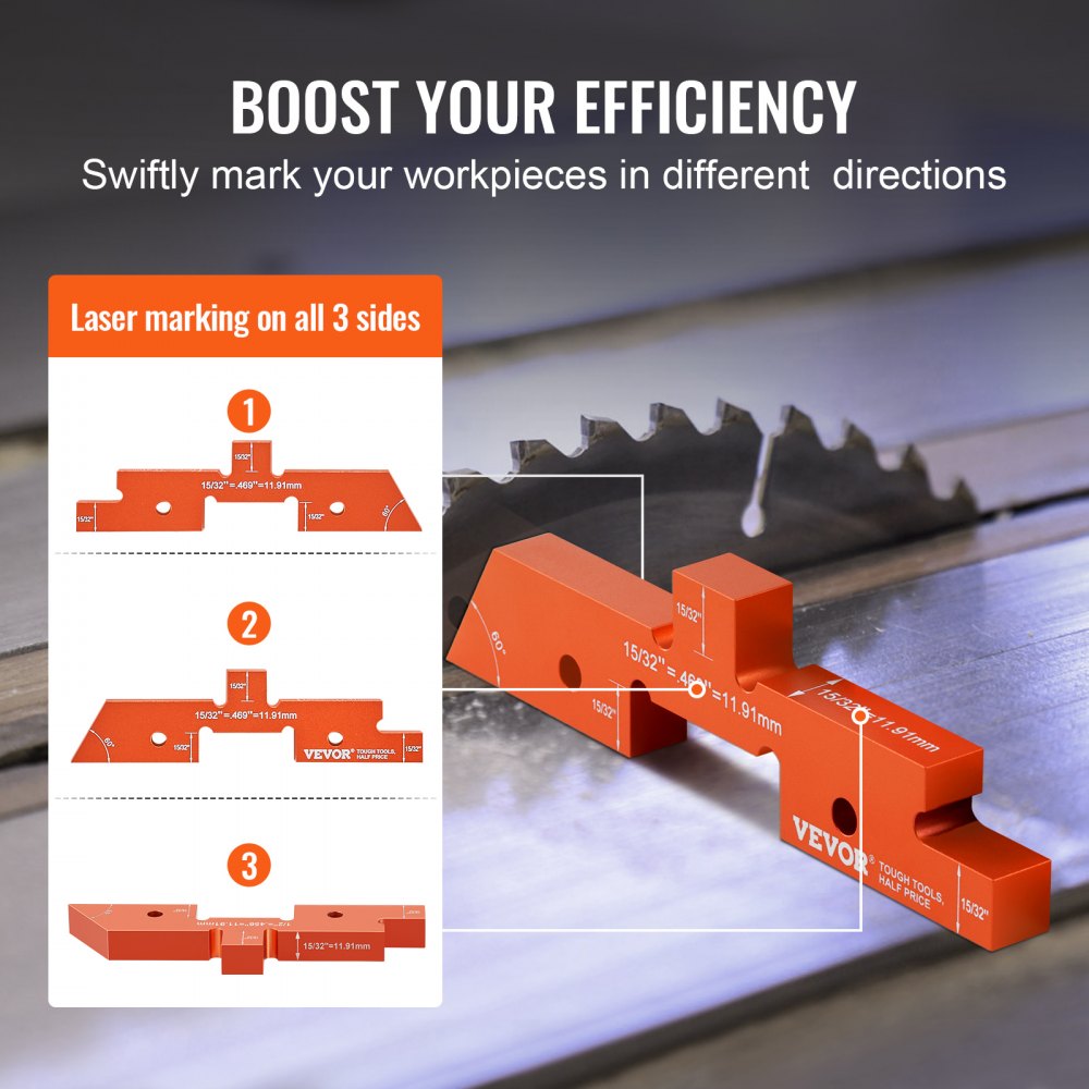 VEVOR Router Table Adjustment Bars, 14-piece Set, Durable Aluminum Construction Blocks for Measuring Depths, Heights, and Angles, Includes Engraved Measurements and Carrying Case, Ideal for Router