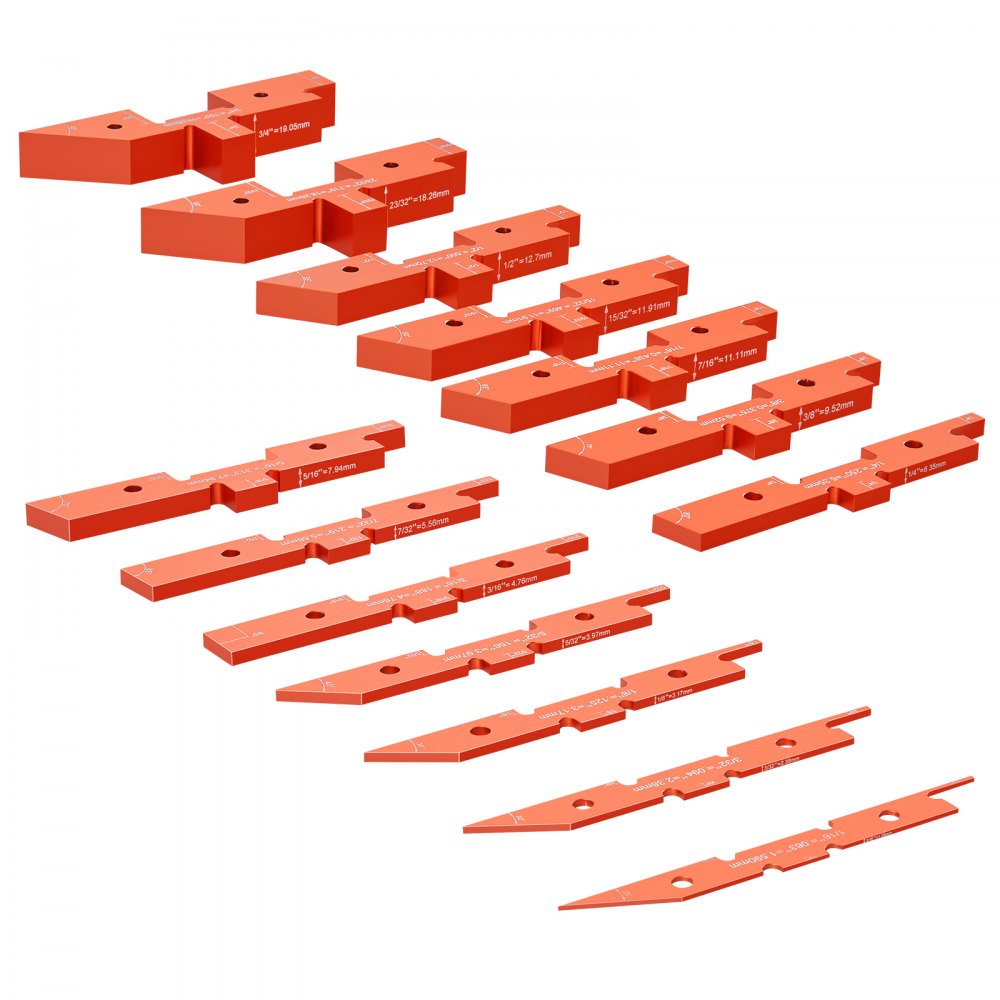 VEVOR Router Table Adjustment Bars, 14-piece Set, Durable Aluminum Construction Blocks for Measuring Depths, Heights, and Angles, Includes Engraved Measurements and Carrying Case, Ideal for Router